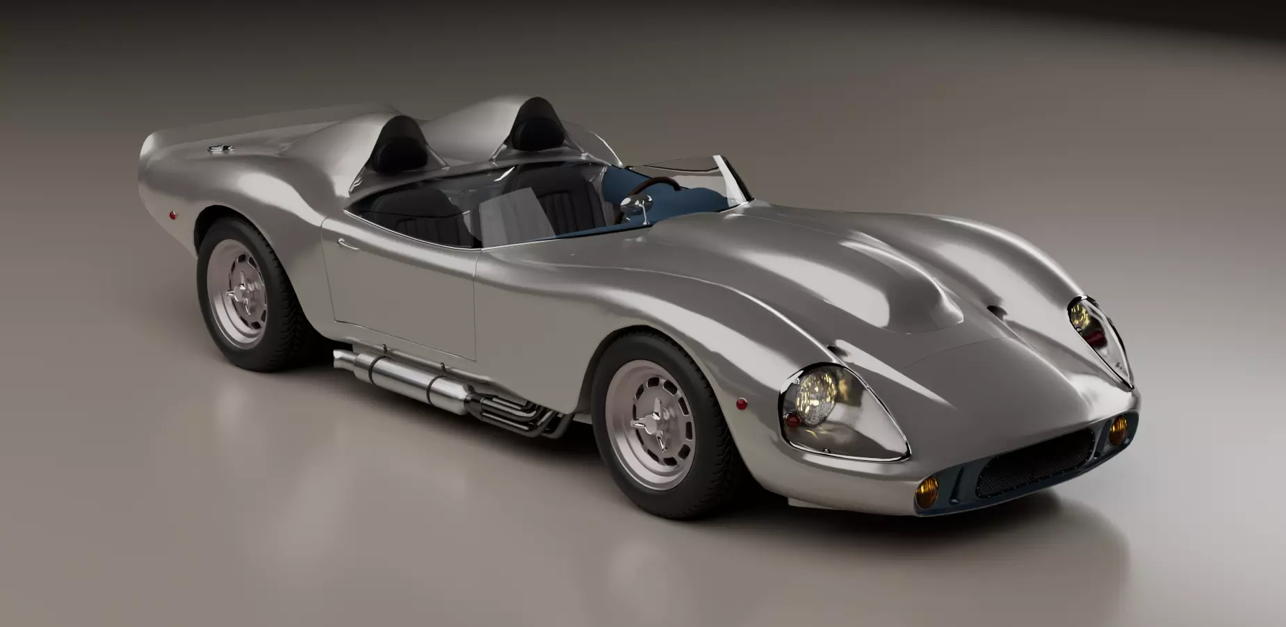 1960s racing speedster Low-poly 3D model