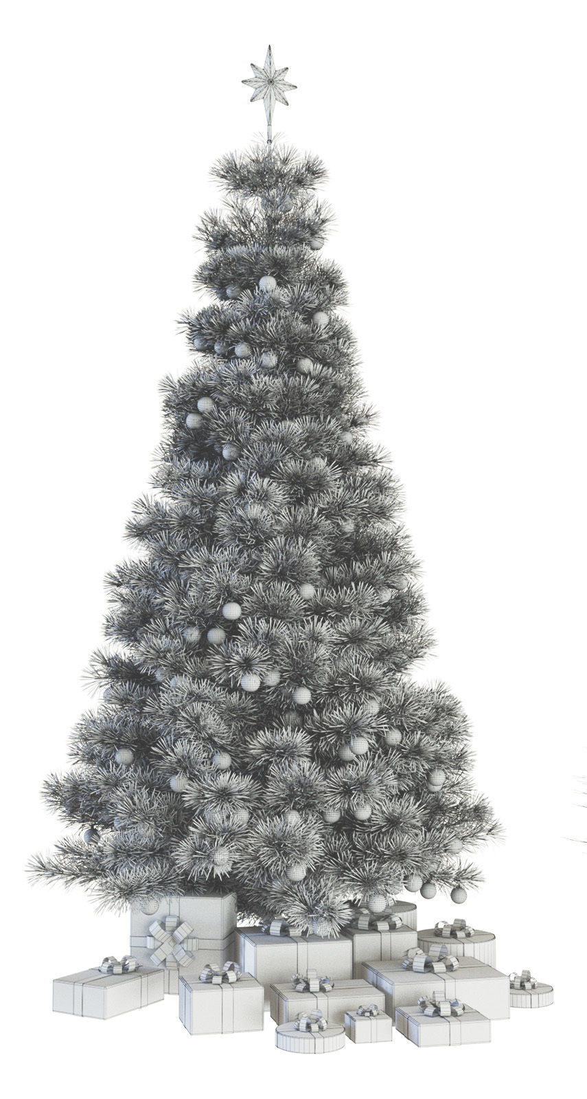 Christmas tree with gifts 3D model_2