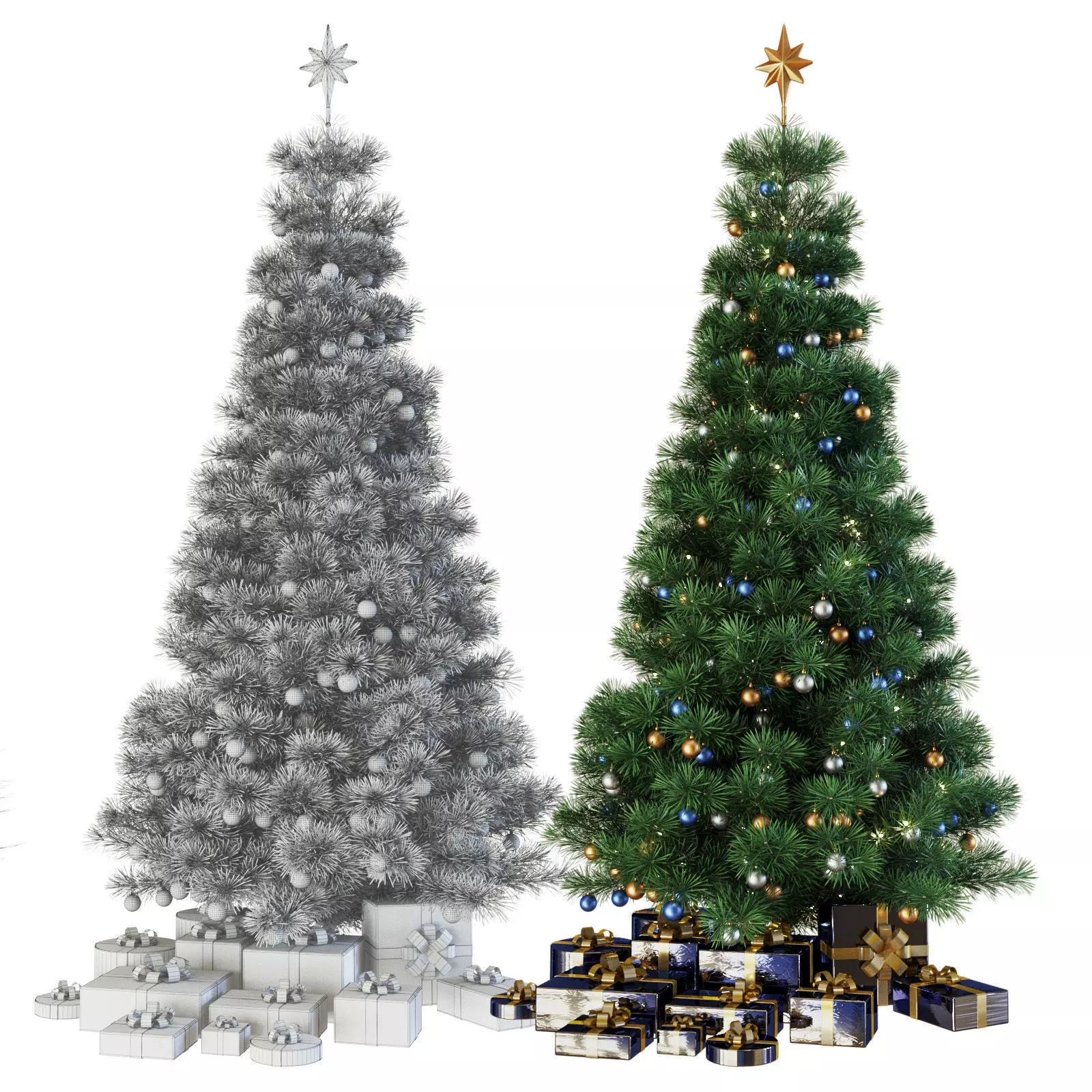 Christmas tree with gifts 3D model_0