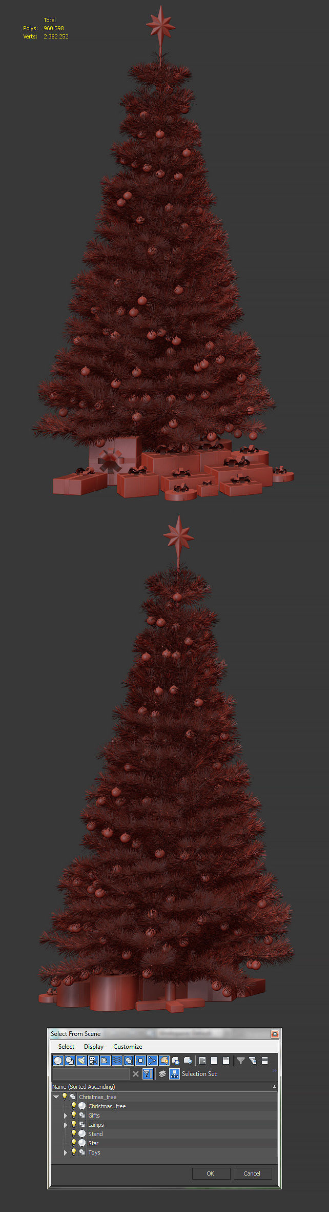 Christmas tree with gifts 3D model_3