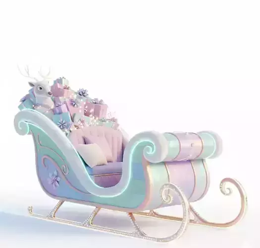 Whimsical Pastel Sleigh 3D Model