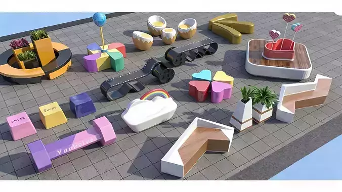 Children-friendly Seats 3D model