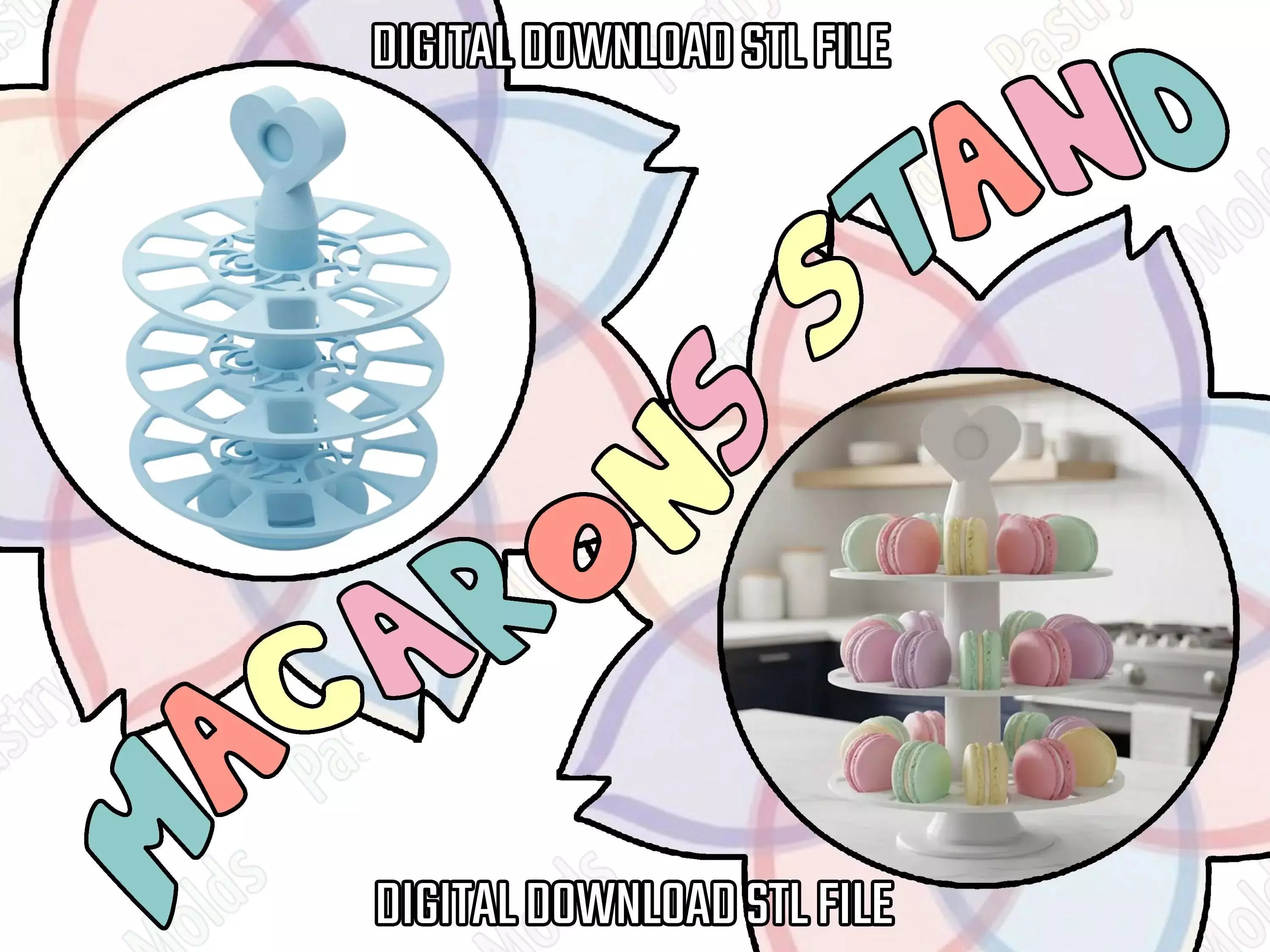 Rotating Macaron Stand Dessert Table Display 3D print model