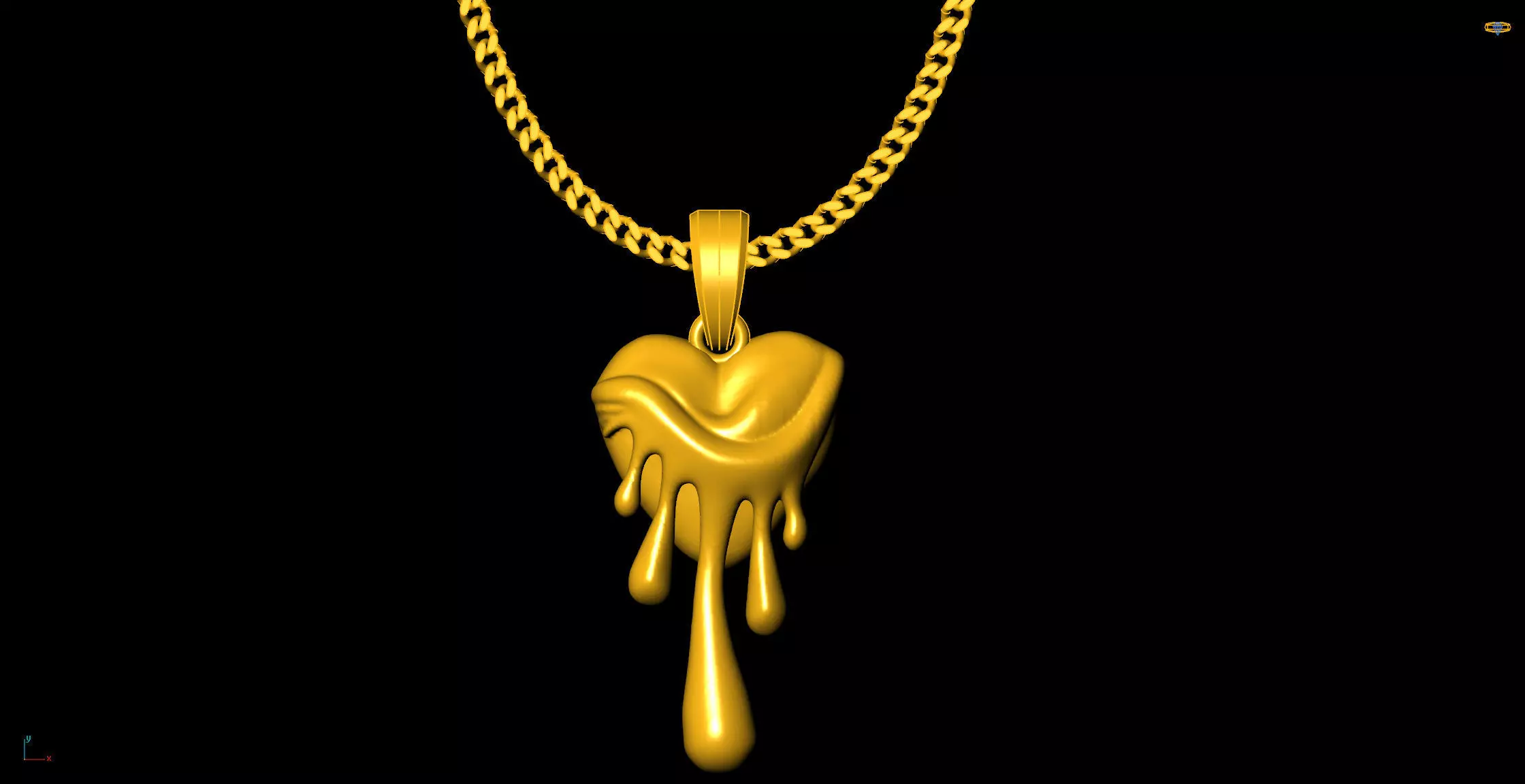 Abstract Melted Heart pendant charms - one inch pendant 3D print model