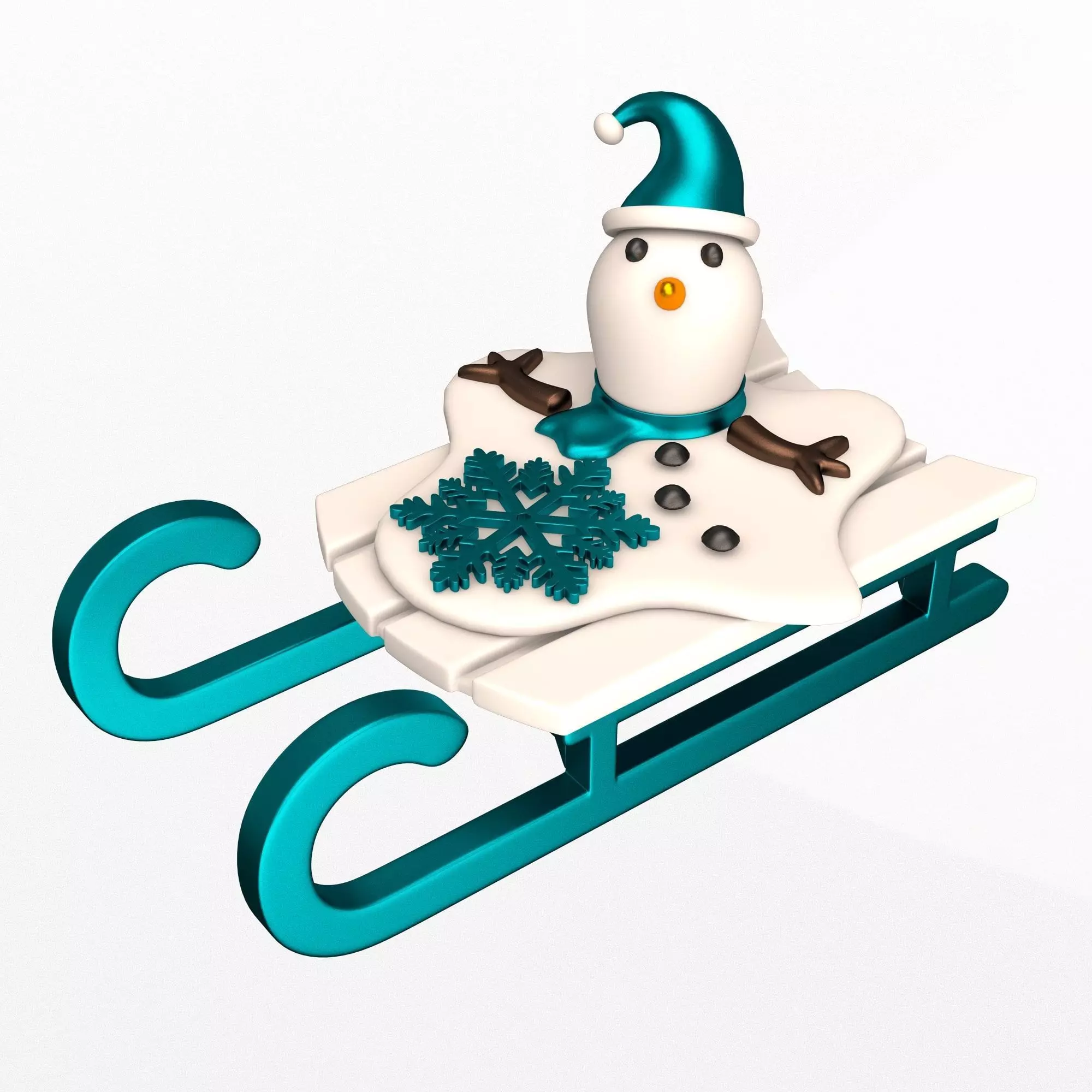 Christmas Sleigh with Melted Snowman 3D print model