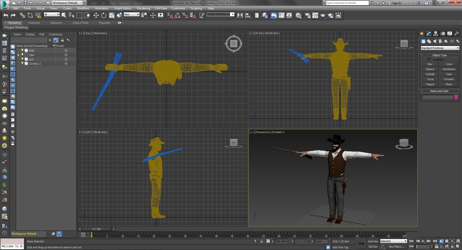 Western Cowboy 2 Low-poly 3D model_11