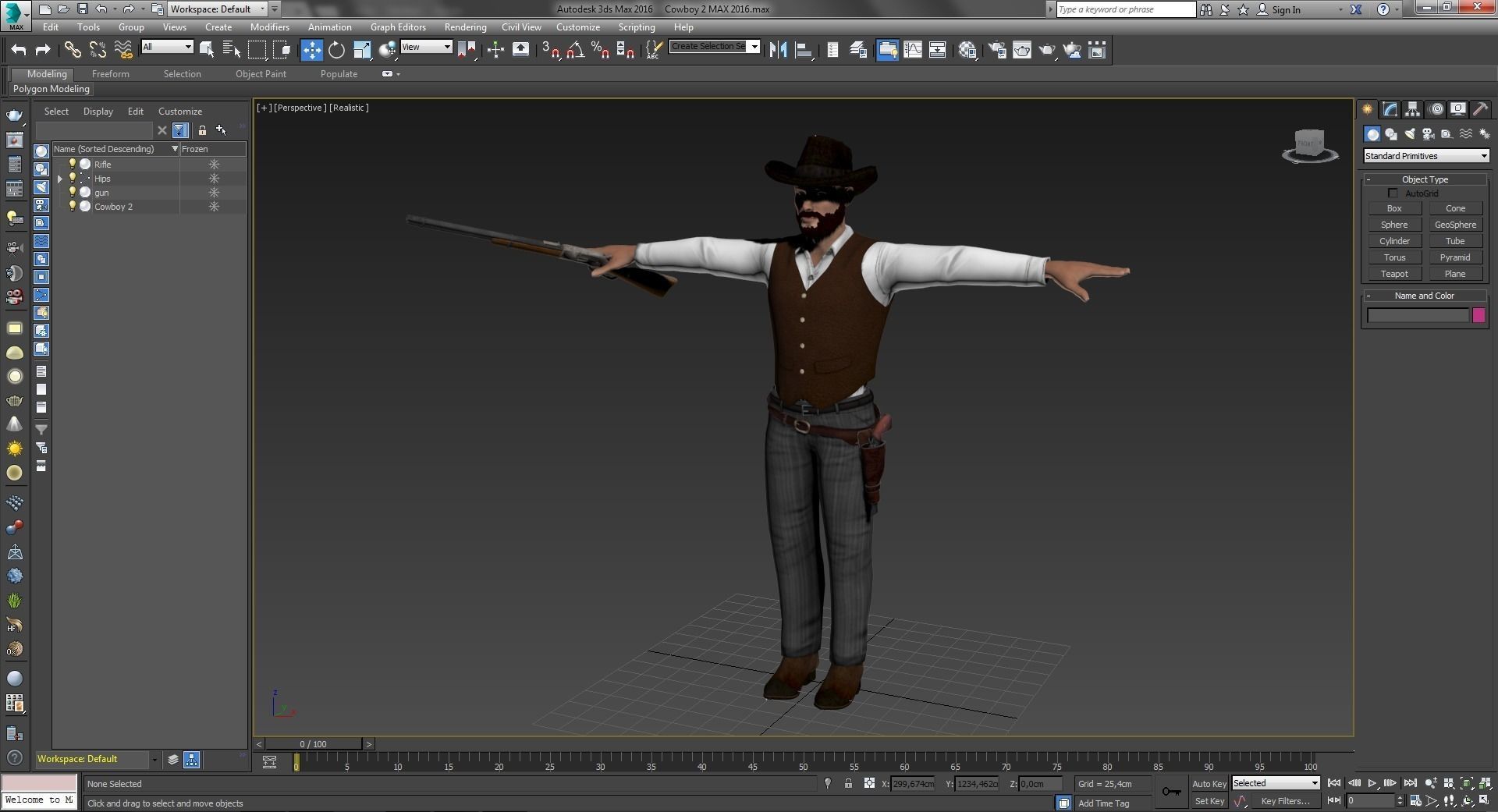 Western Cowboy 2 Low-poly 3D model_10