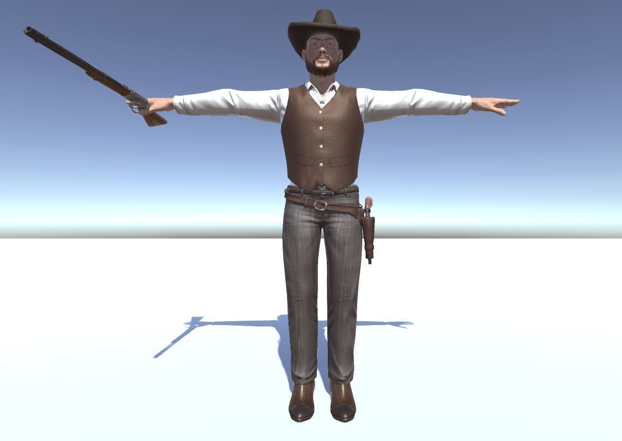 Western Cowboy 2 Low-poly 3D model_1