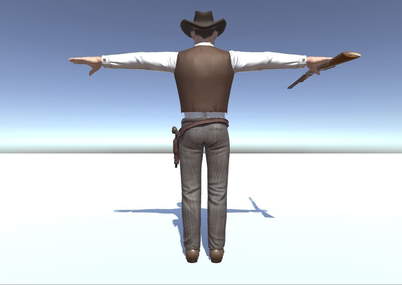 Western Cowboy 2 Low-poly 3D model_2