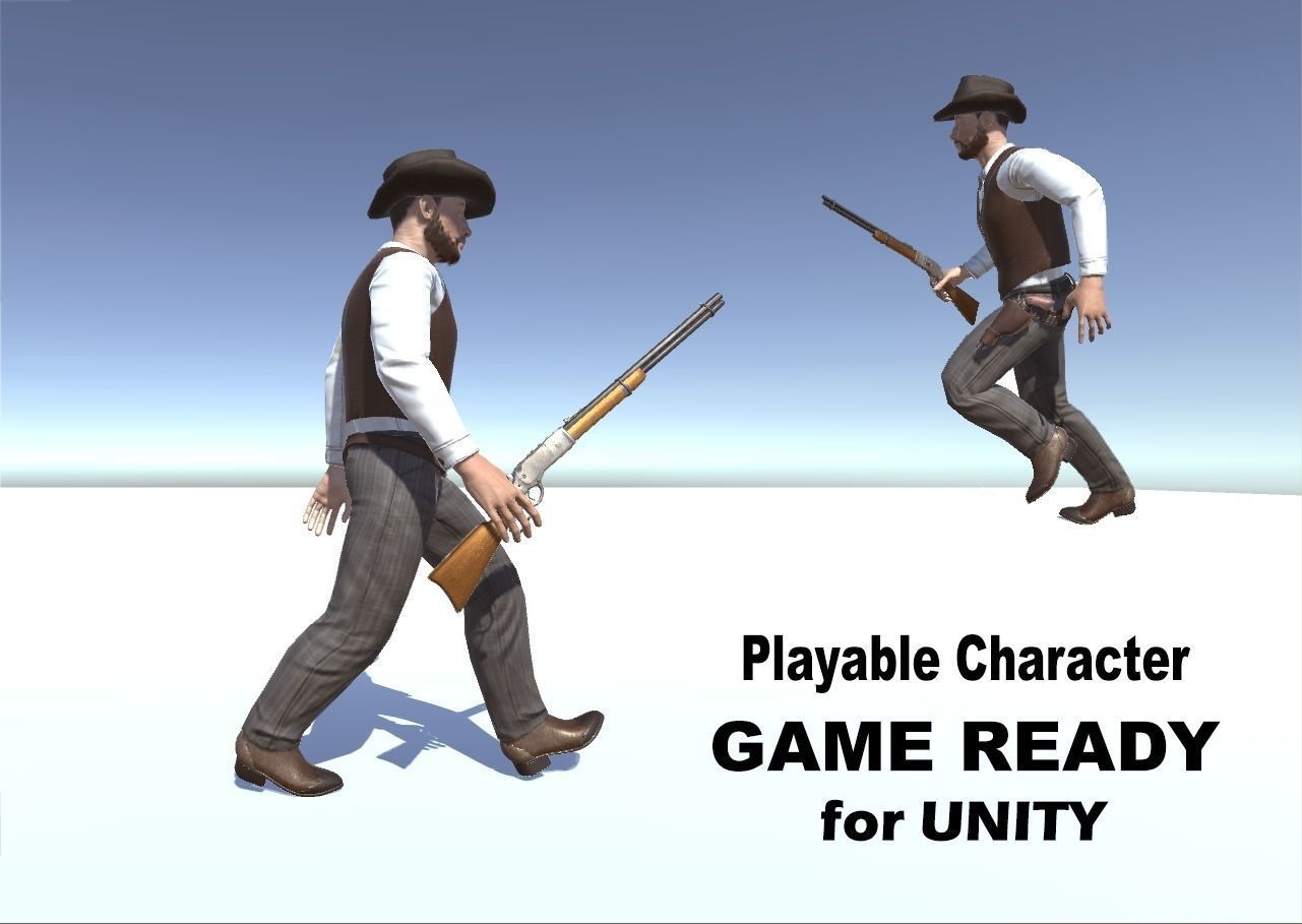 Western Cowboy 2 Low-poly 3D model_3