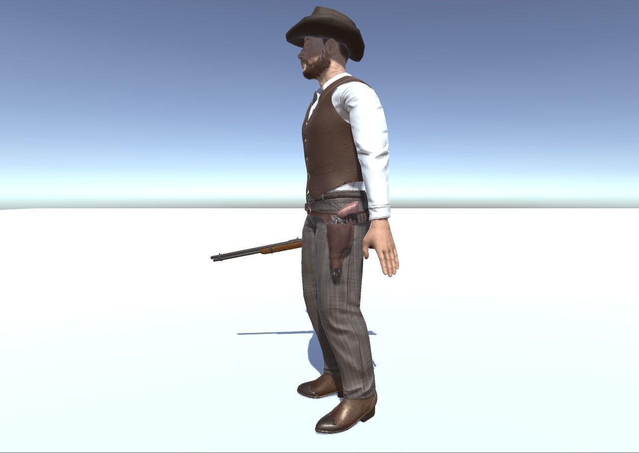 Western Cowboy 2 Low-poly 3D model_5