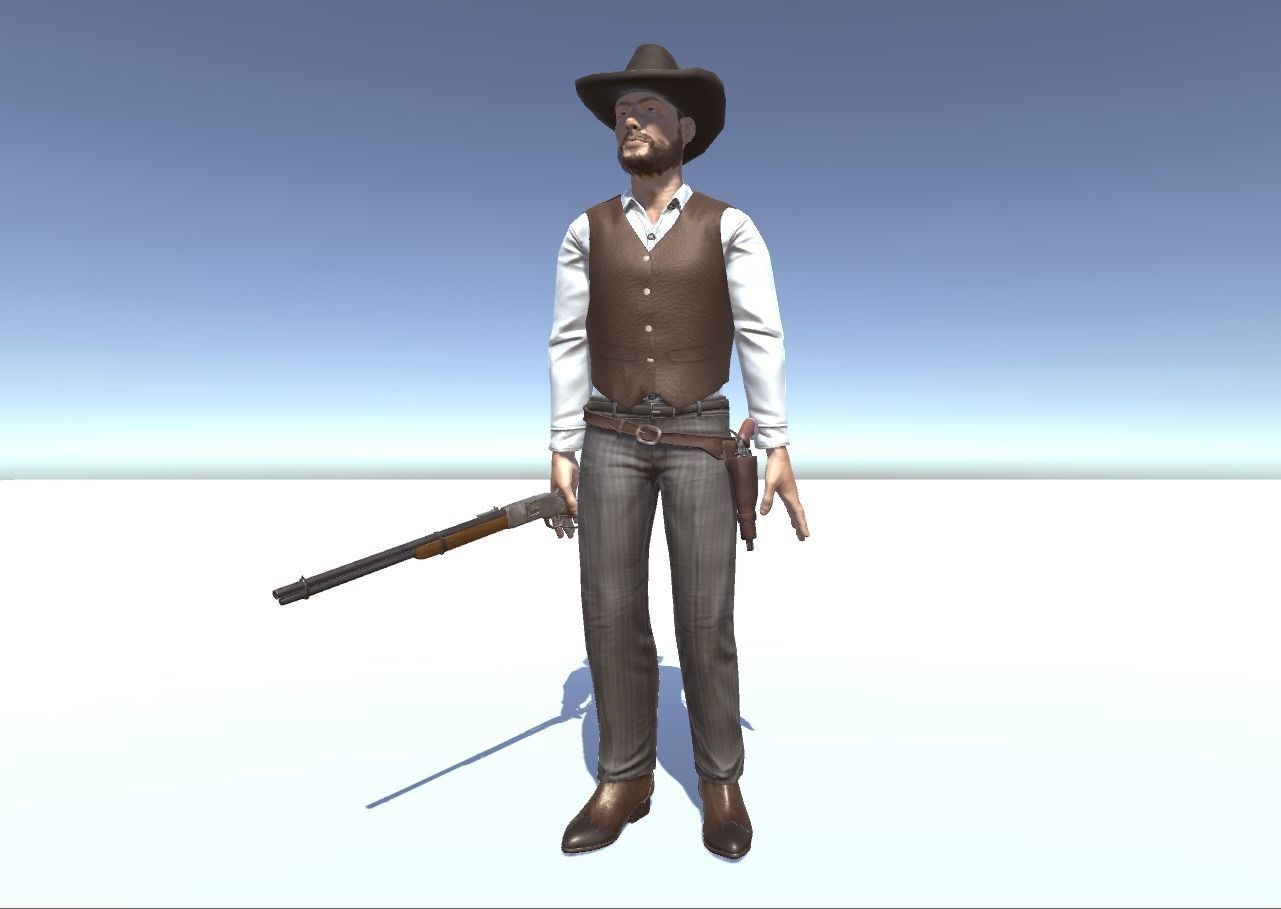Western Cowboy 2 Low-poly 3D model_6
