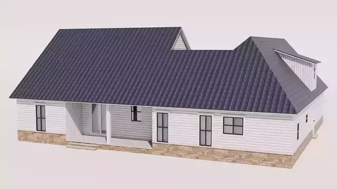 Cottage Houses Collection 2 Low-poly 3D model 7