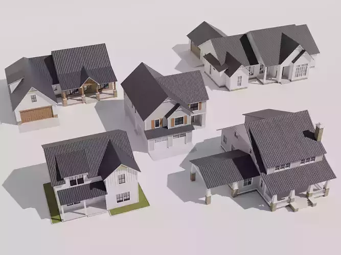 Cottage Houses Collection 2 Low-poly 3D model