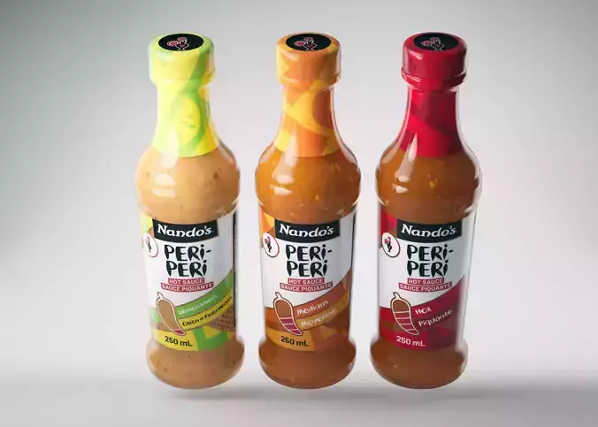 Nandos Peri Peri Sauce Bottles 3D Model 3D model 2