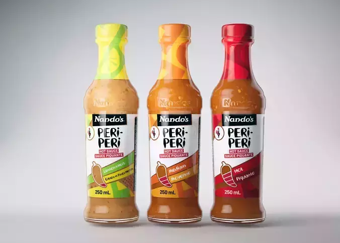 Nandos Peri Peri Sauce Bottles 3D Model 3D model