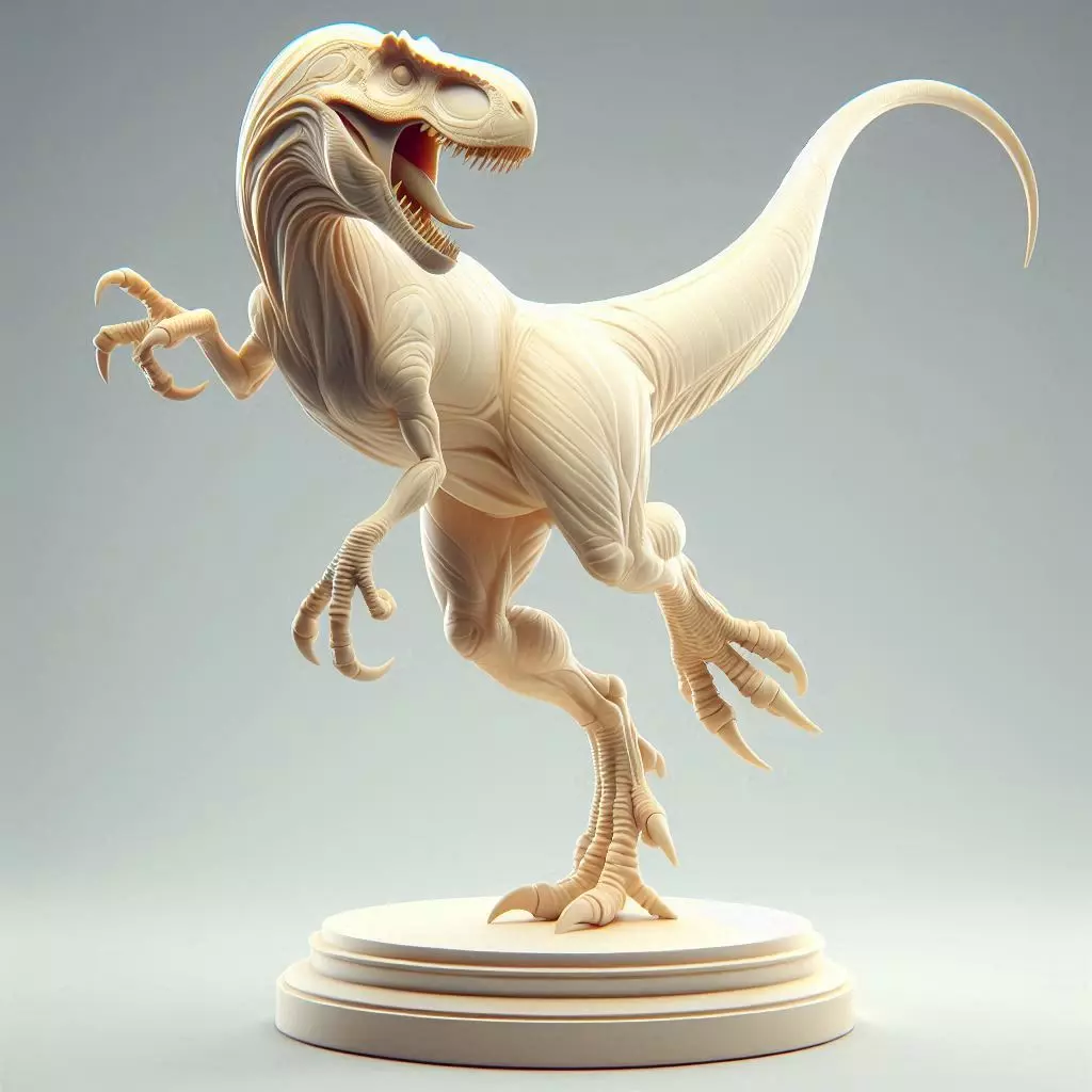 3179 Minimalist Fighting Raptor Dinosaur in Combat Stance 3D print model