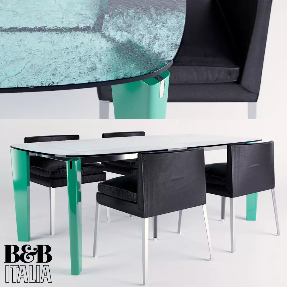 Chair EUNICE 9617 B and B Italia and dining table OSKAR Free 3D model