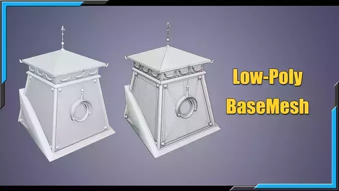Building Architecture Element Textured Base Mesh 04 Low-poly 3D model 6