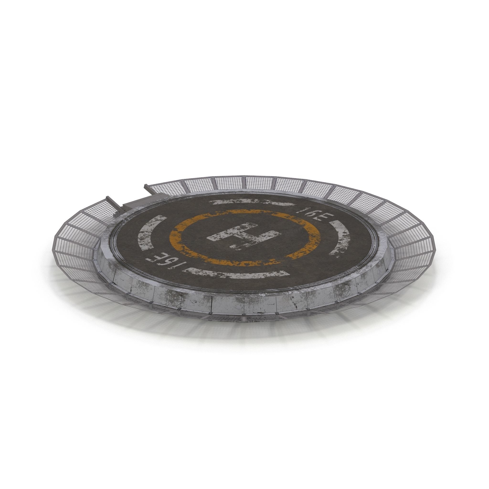 Helipad circular metal plate Low-poly 3D model_5