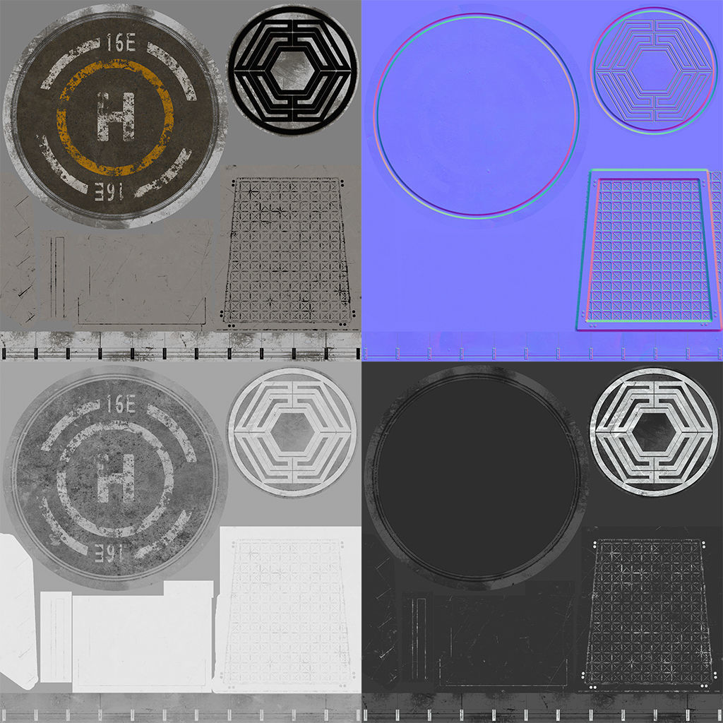 Helipad circular metal plate Low-poly 3D model_1