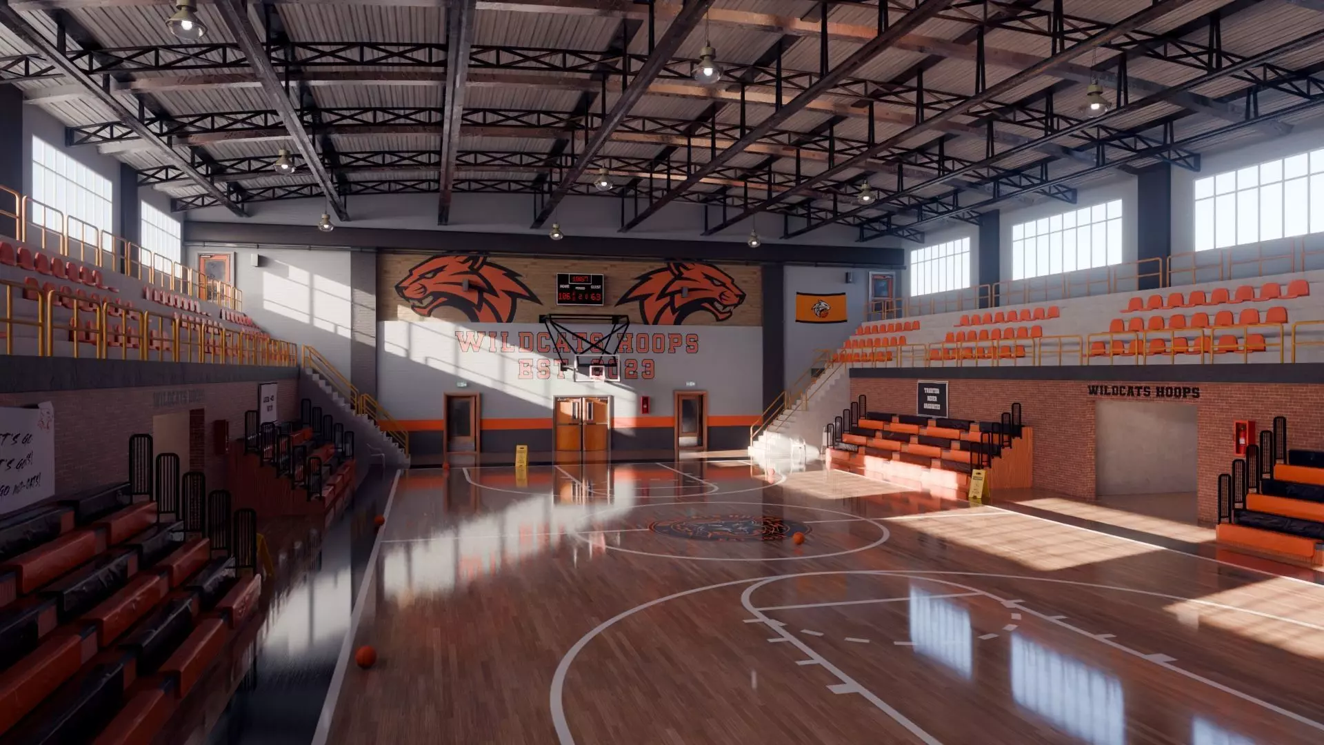 School Basketball Gym - Blender Scene 3D model