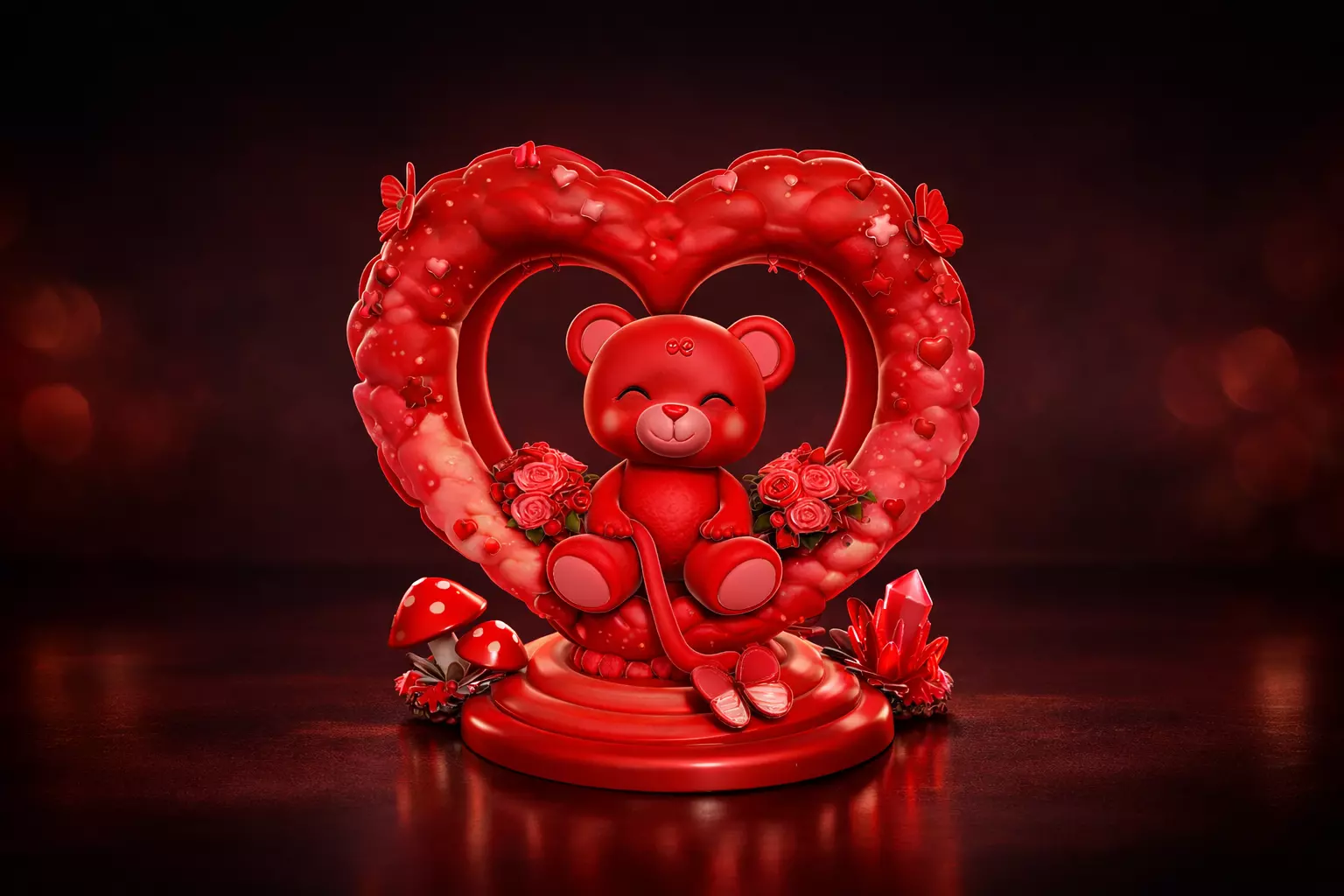 Cute Valentine Teddy Bear Heart Romantic Love Decor 3D print model