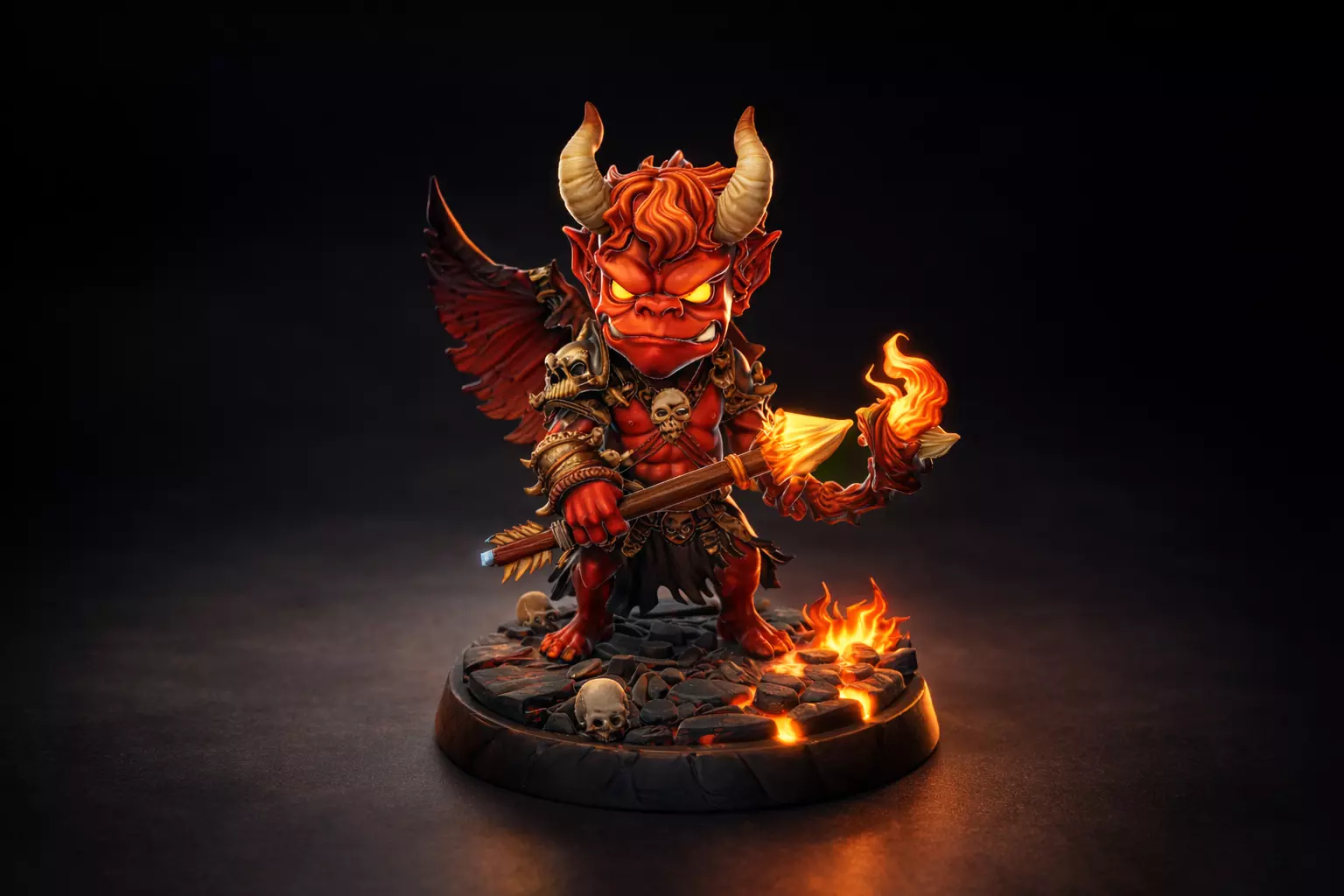 Red Demon Warrior Miniature Statue Fantasy Figure Tabletop 3D print model