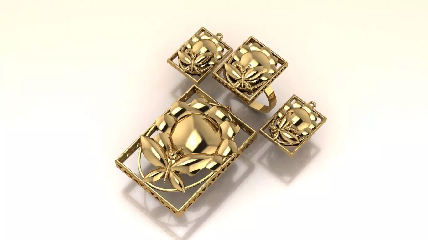 The Floral Lattice Suite Half-Set jewelry 3D model - for her 3D print model