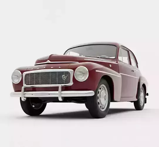 Volvo PV544 Inspired Classic Sedan Low-poly 3D model 5