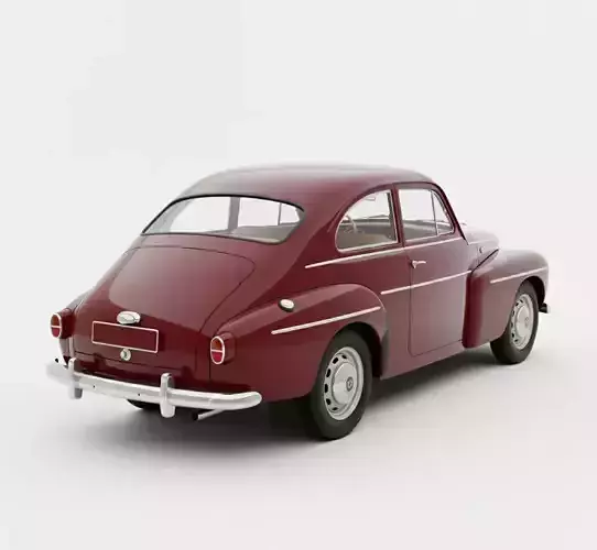 Volvo PV544 Inspired Classic Sedan Low-poly 3D model 7
