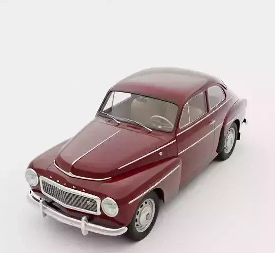 Volvo PV544 Inspired Classic Sedan Low-poly 3D model 2