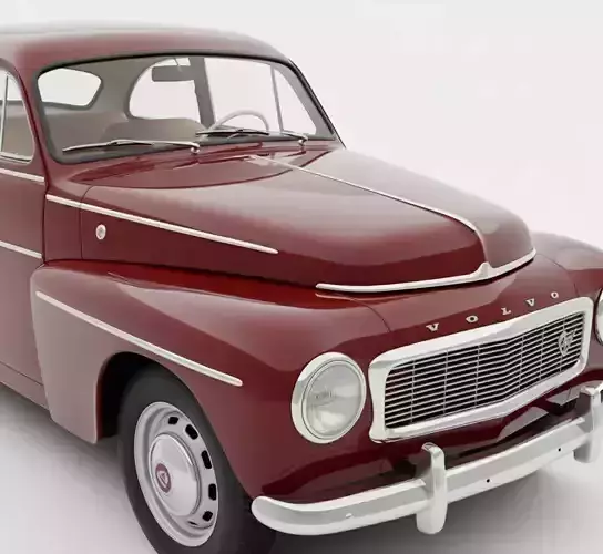 Volvo PV544 Inspired Classic Sedan Low-poly 3D model 3