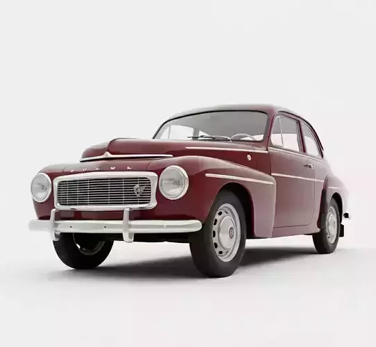 Volvo PV544 Inspired Classic Sedan Low-poly 3D model 6
