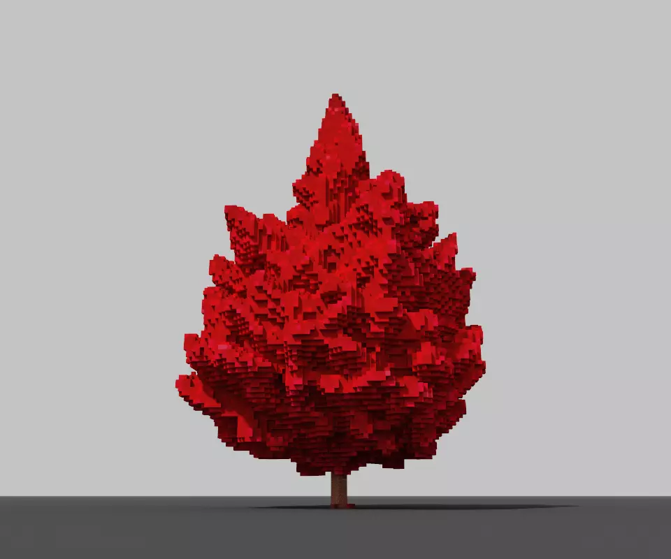 Autumn Red Voxel Tree 3D model