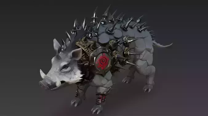 Fantasy Porcupine Creature Low-poly 3D model