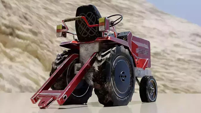 Old Red Garden Tractor Worn and Rusty