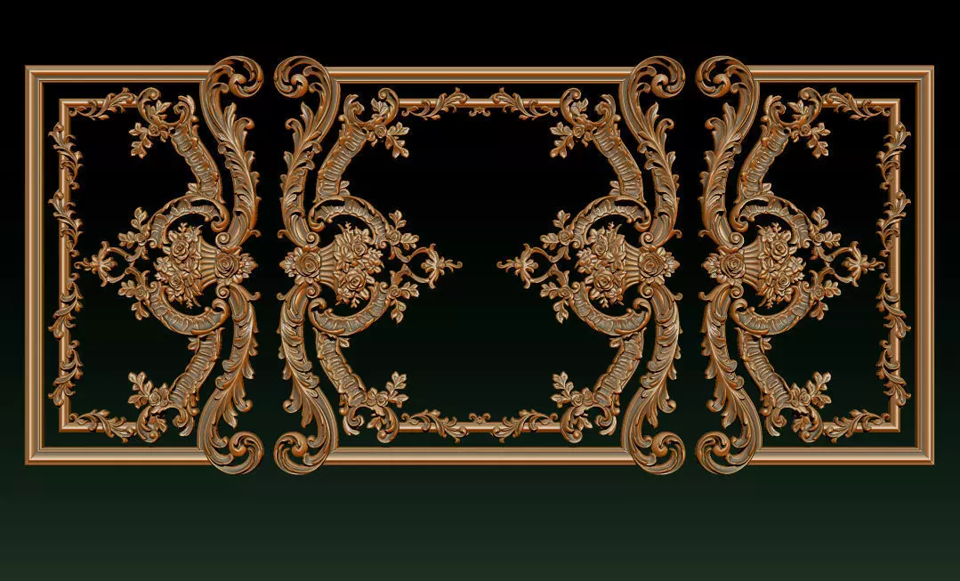 Ornamental Relief CNC Model for Wooden Doors and Wall Panels 2B 3D print model