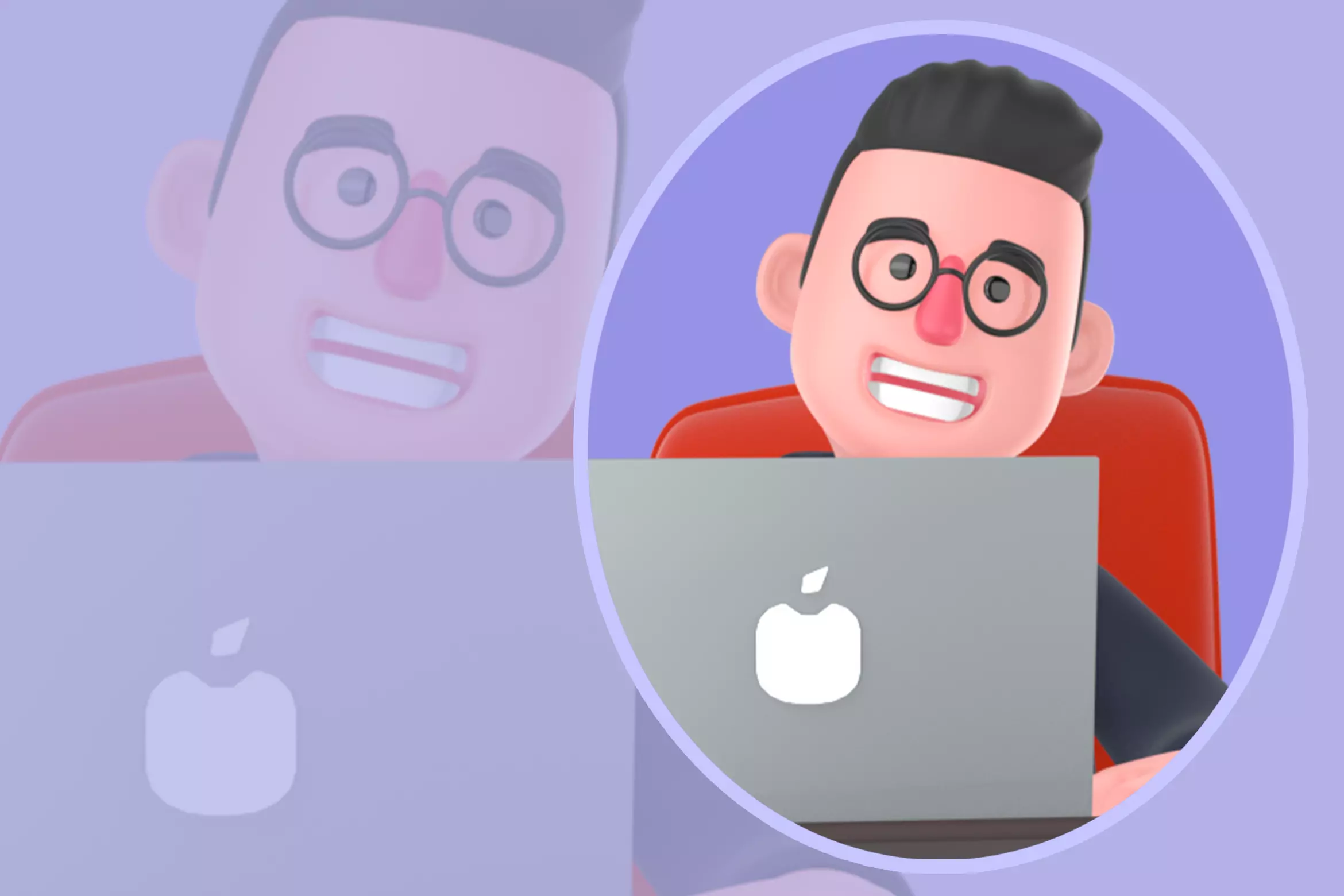 Stylized 3D Male Programmer Character - Working on Laptop 3D model