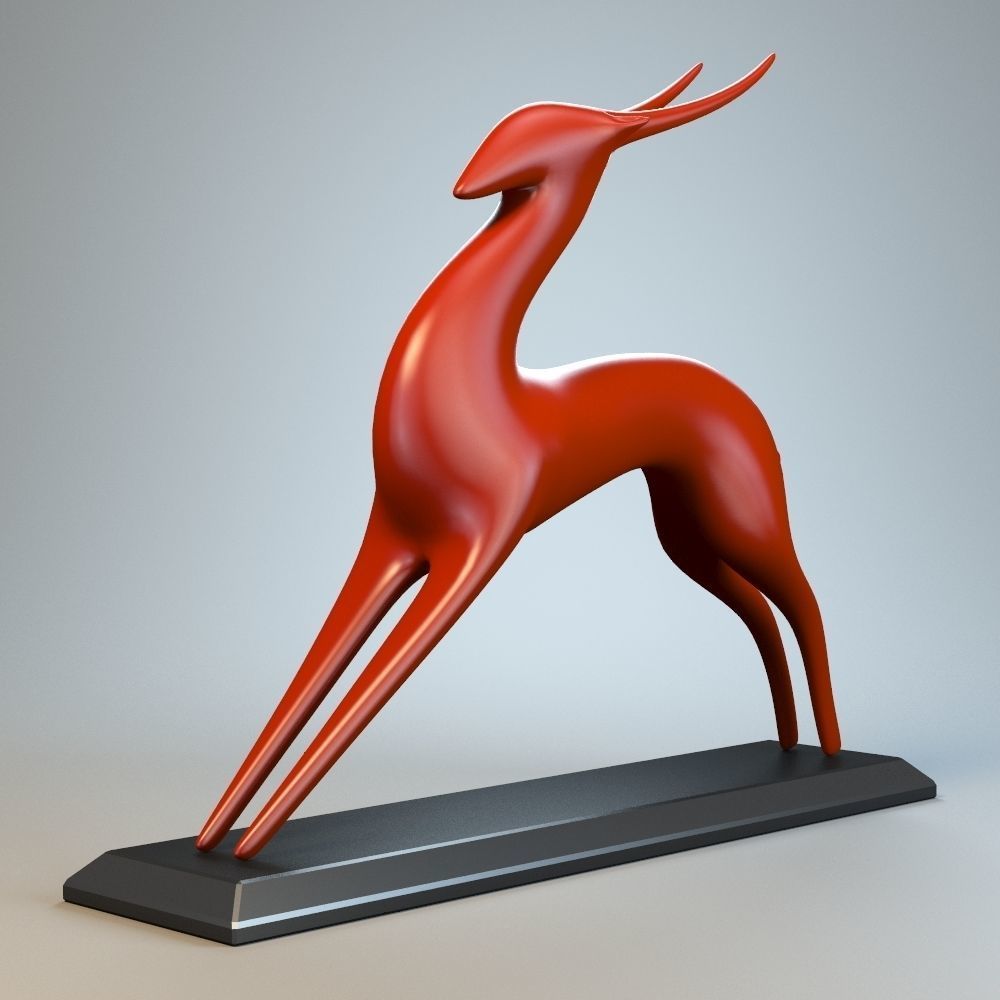 Antelope Sculpture P 3D print model_4