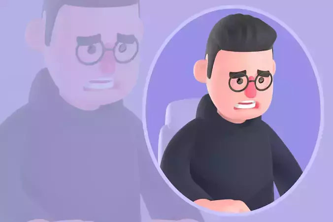 Stylized 3D Male Programmer Character - Depressed Sitting Pose 3D model