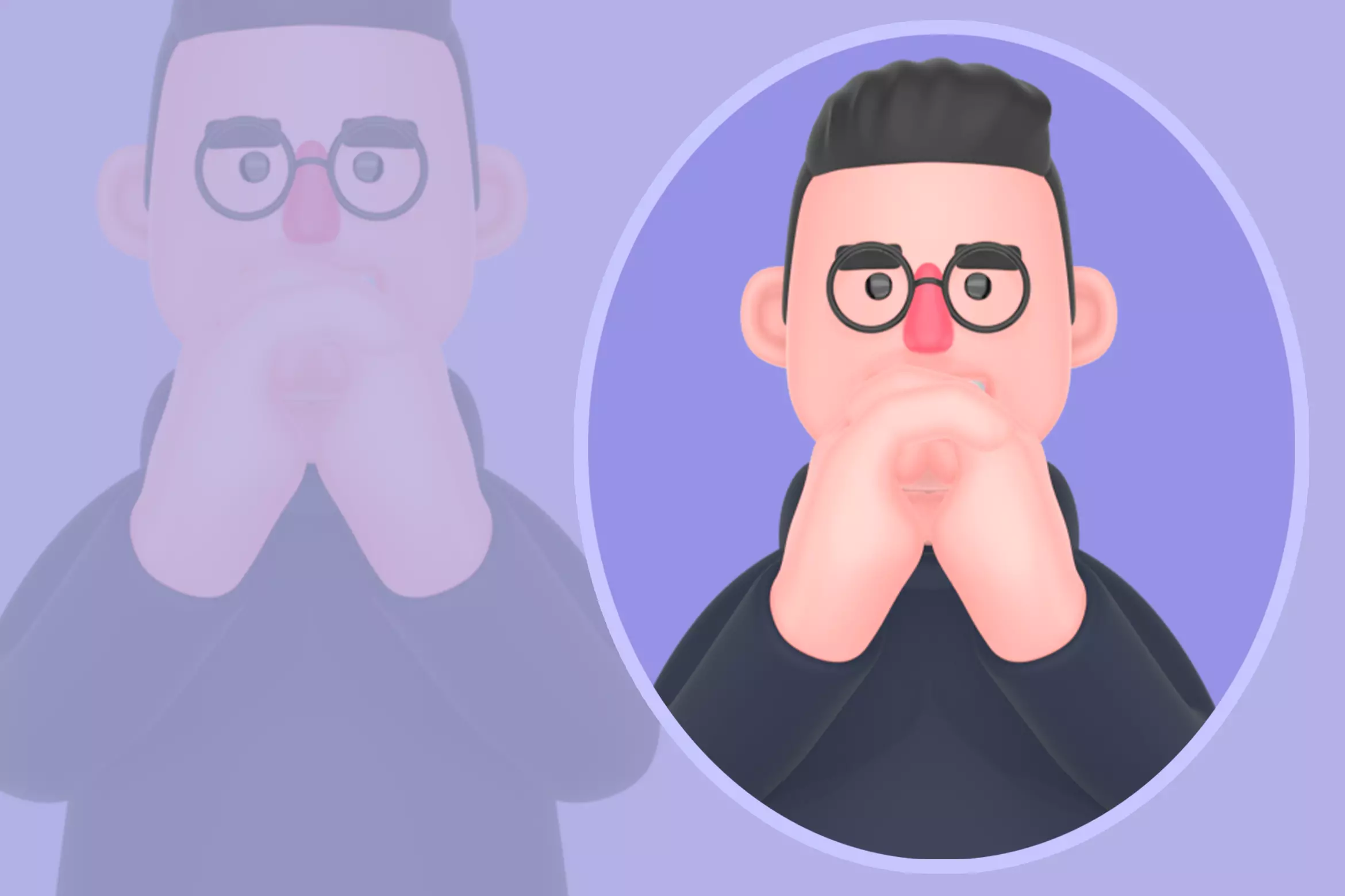 Stylized 3D Male Programmer Character - Suppressed Emotion Pose 3D model