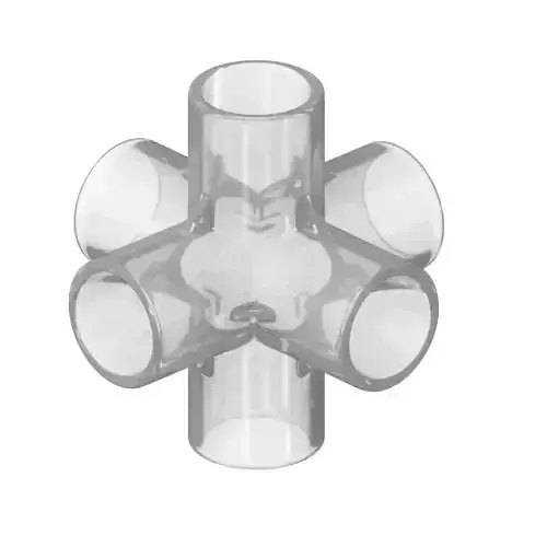 Transparent Six Way Fitting 3D model