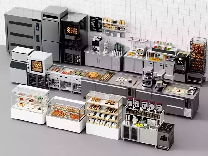 Bakery Cafe Kitchen Interior 3D Model Low-poly 3D model