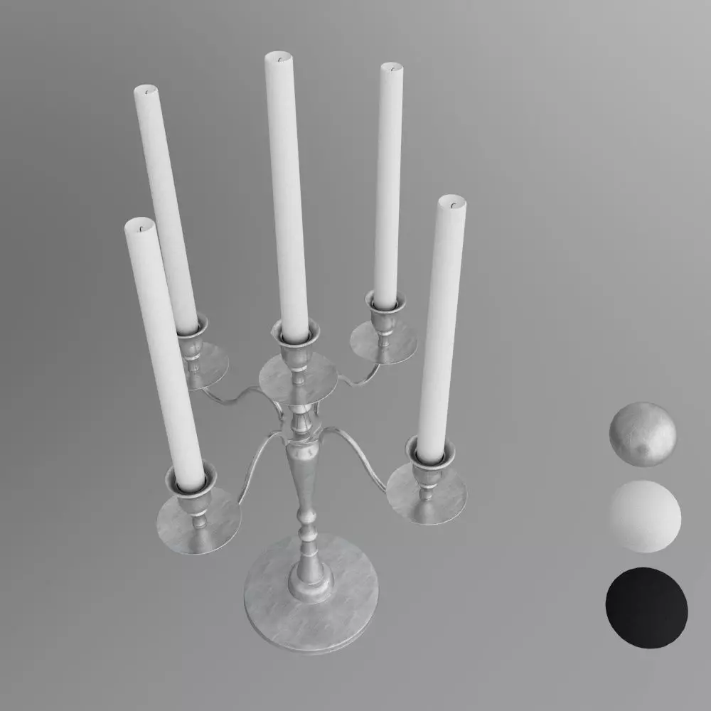candlestick metal 4-arm 3D model_0