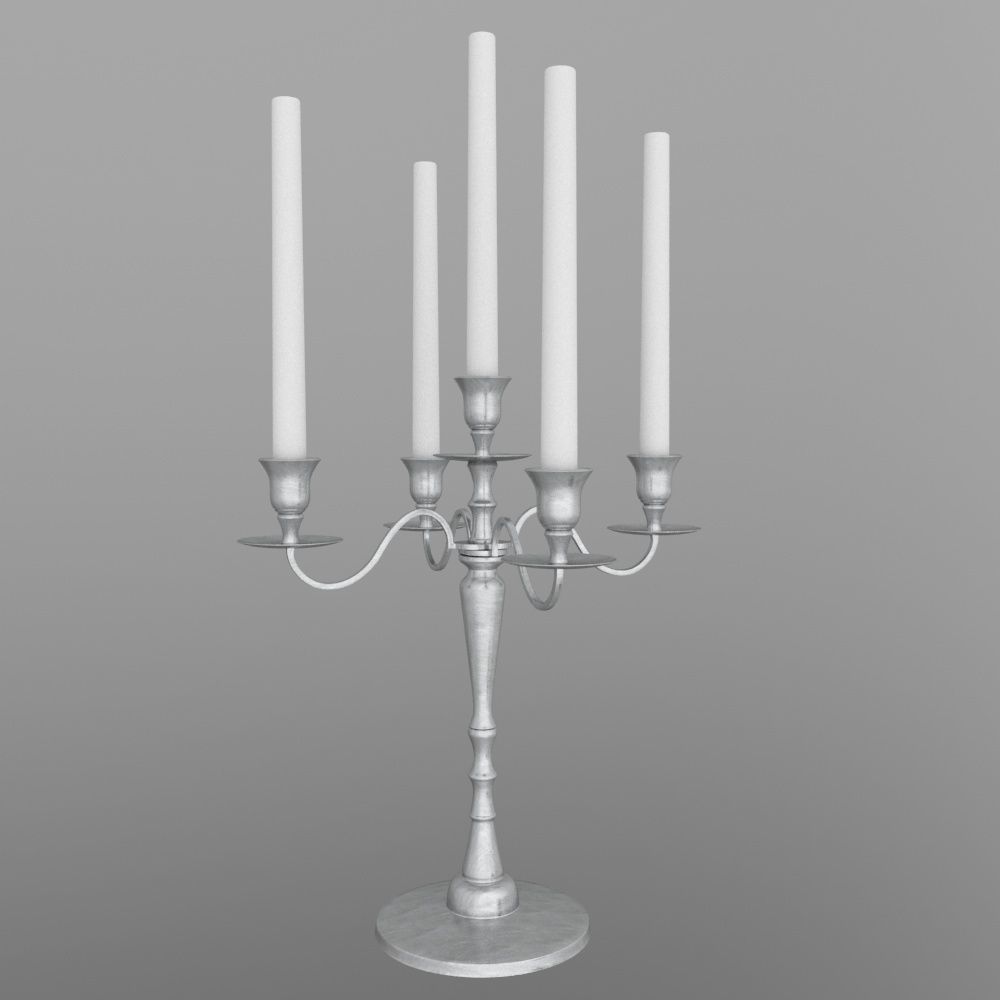 candlestick metal 4-arm 3D model_4