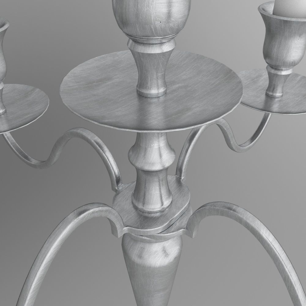 candlestick metal 4-arm 3D model_1