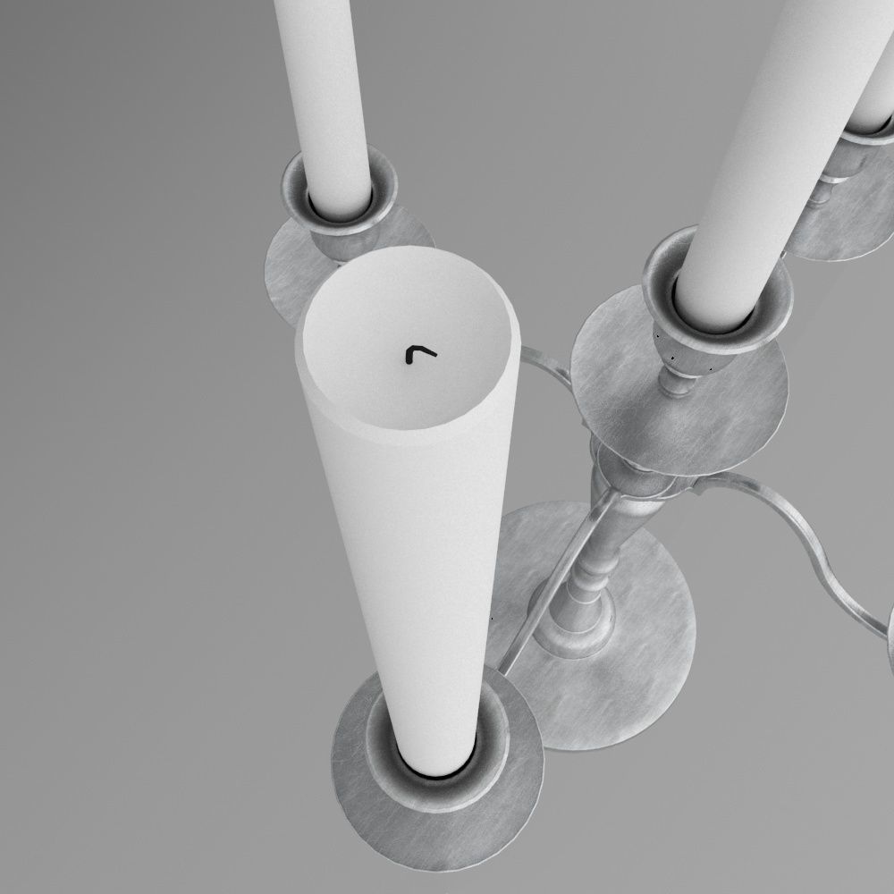 candlestick metal 4-arm 3D model_2