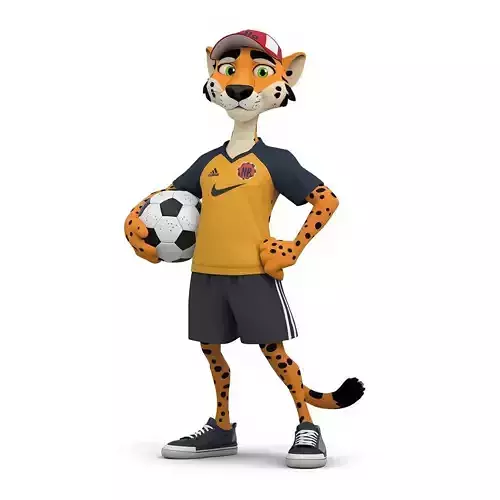 Stylized 3D Cartoon Soccer Cheetah Character