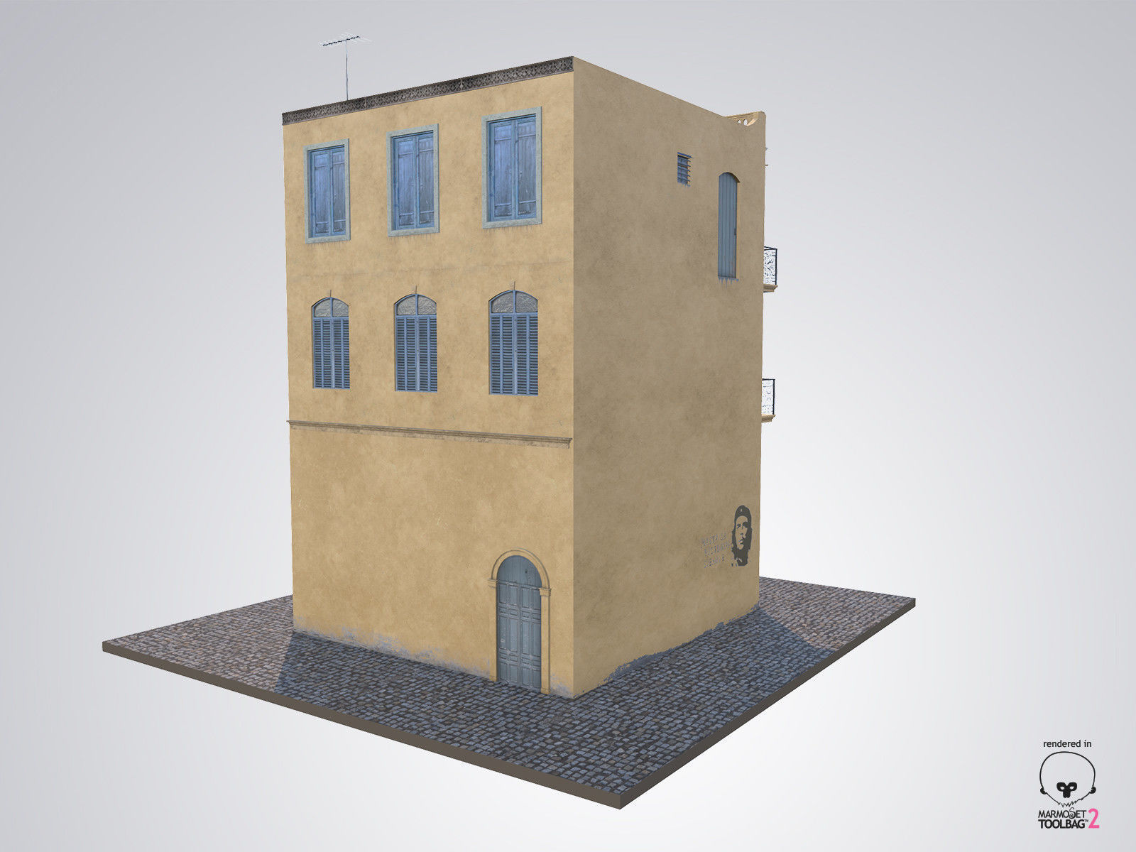 Cuban House Low-poly 3D model_10